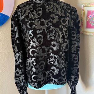 Zara Black and black Patterned top